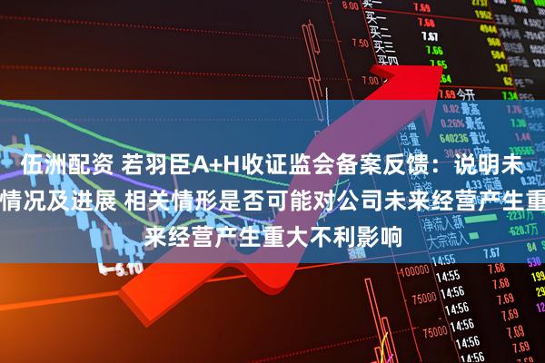 伍洲配资 若羽臣A+H收证监会备案反馈：说明未决诉讼具体情况及进展 相关情形是否可能对公司未来经营产生重大不利影响